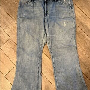 Seven7 Denim Blue Jeans with rainbow stitching